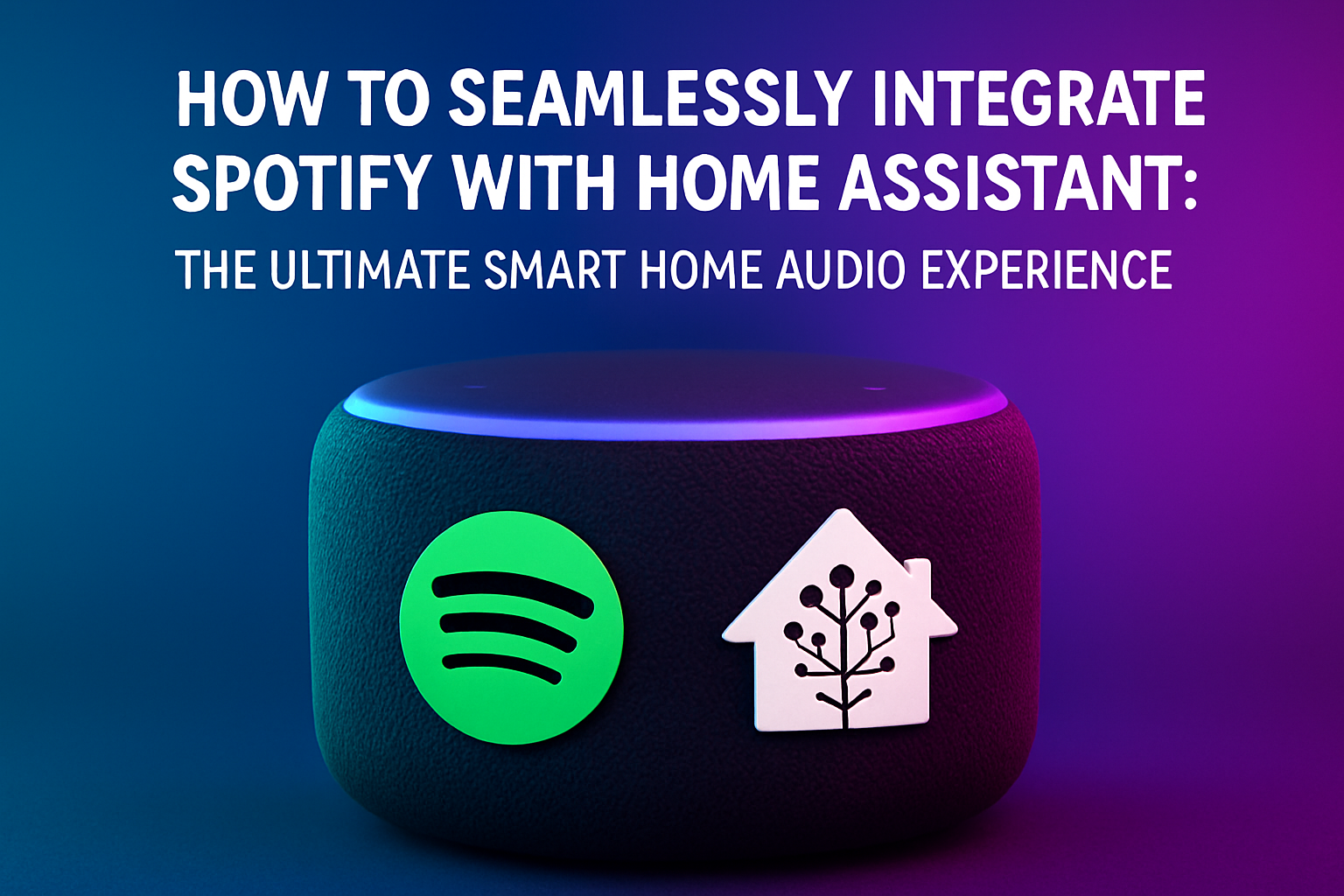 Spotify logo and smart home assistant device, illustrating seamless integration for high-tech audio experience, relevant for High Tech Reviews.