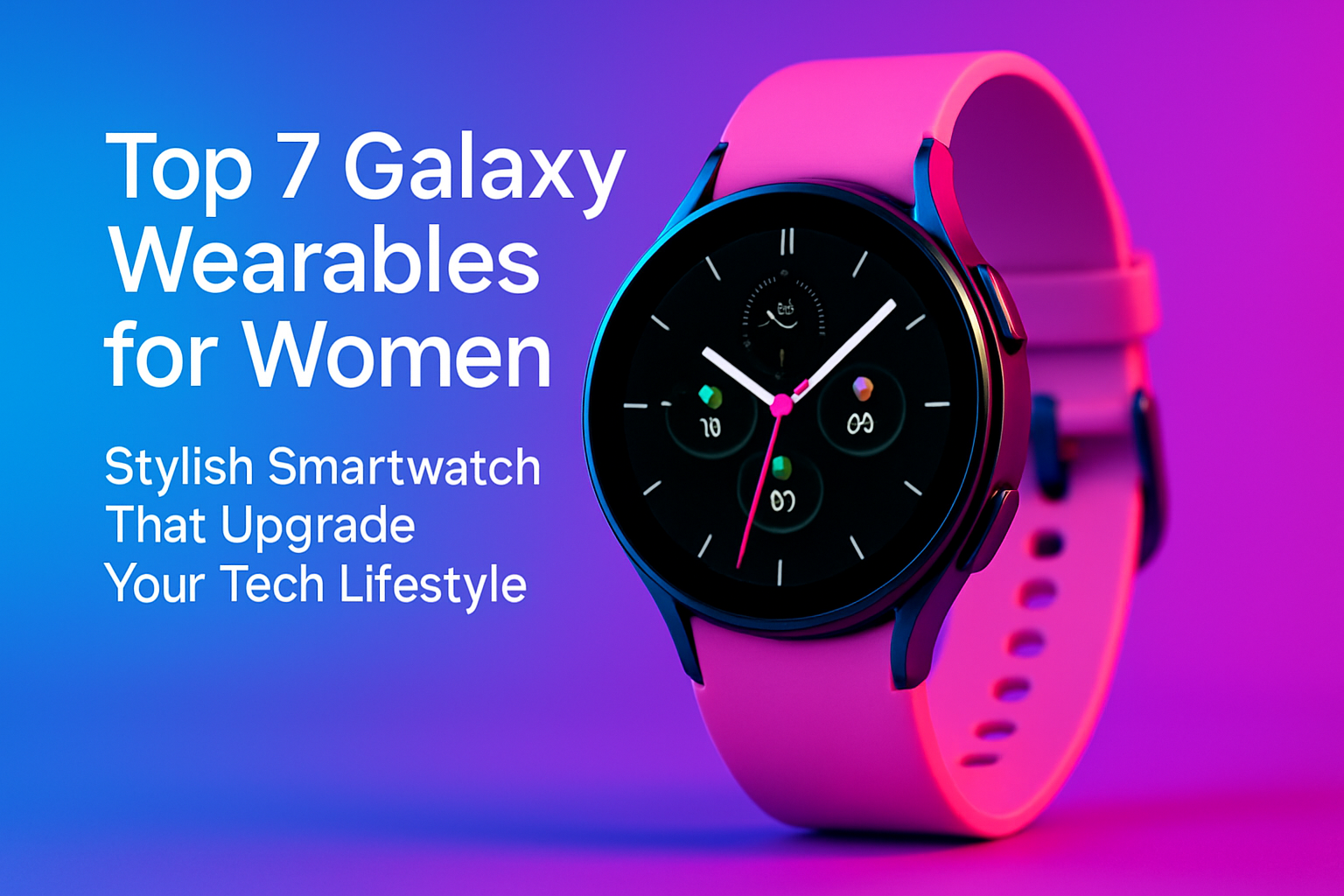 Stylish Galaxy smartwatch for women showcasing vibrant design, featuring colorful interface and sleek pink strap, highlighting tech lifestyle upgrades.